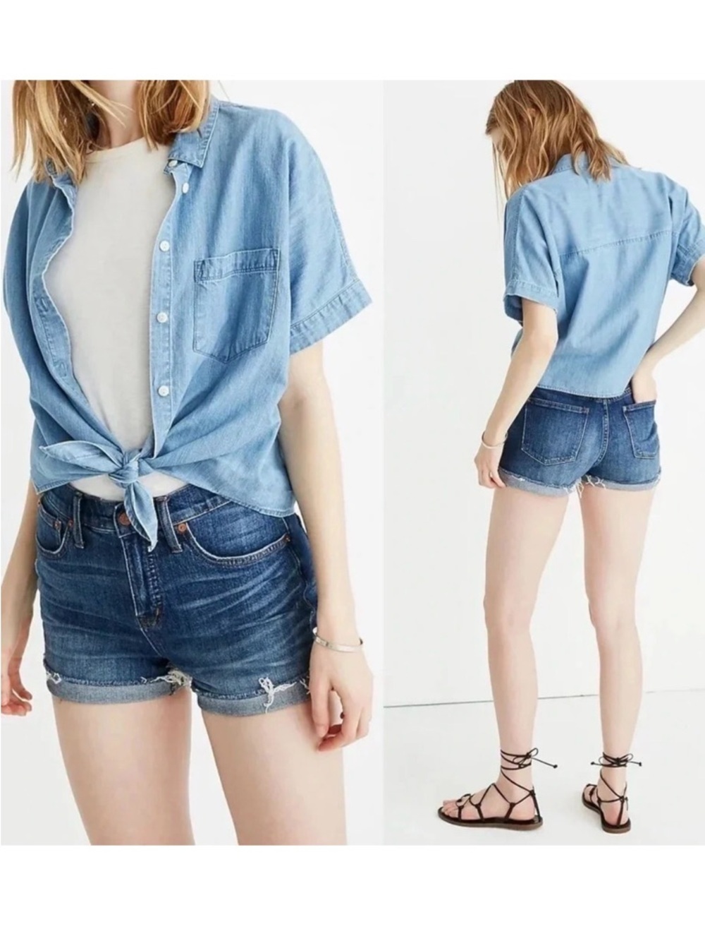 Madewell High Rise Cutoff Denim Shorts Glenoaks Wash Raw Hem Size 25